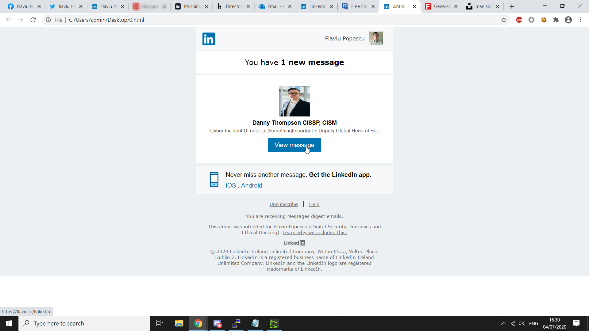 LinkedIn Letter 'phishing'