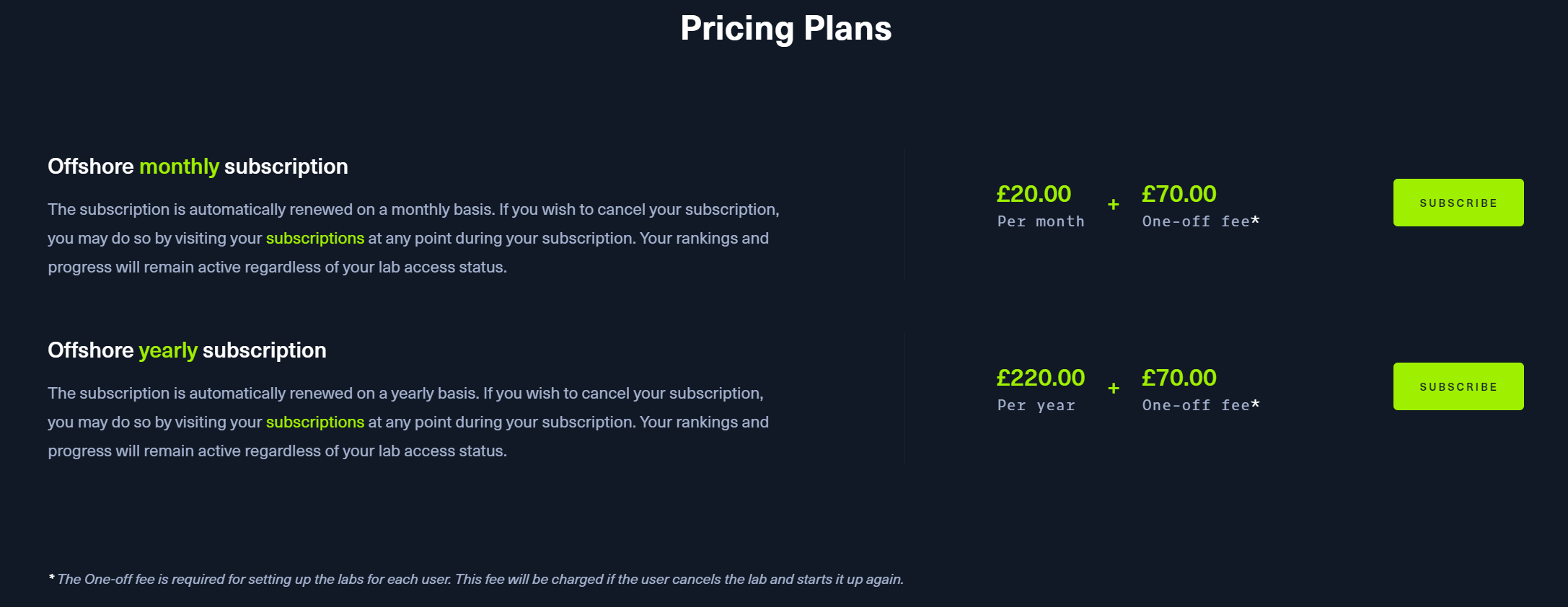 Pricing Offshore Lab